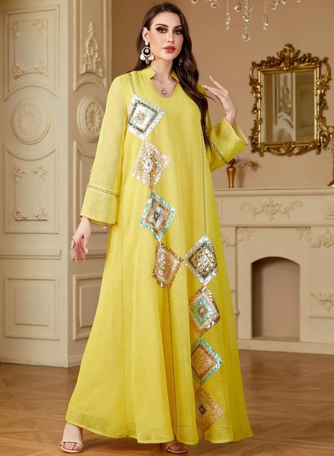Take Two Women Yellow Embellished A-Line Jalabiya